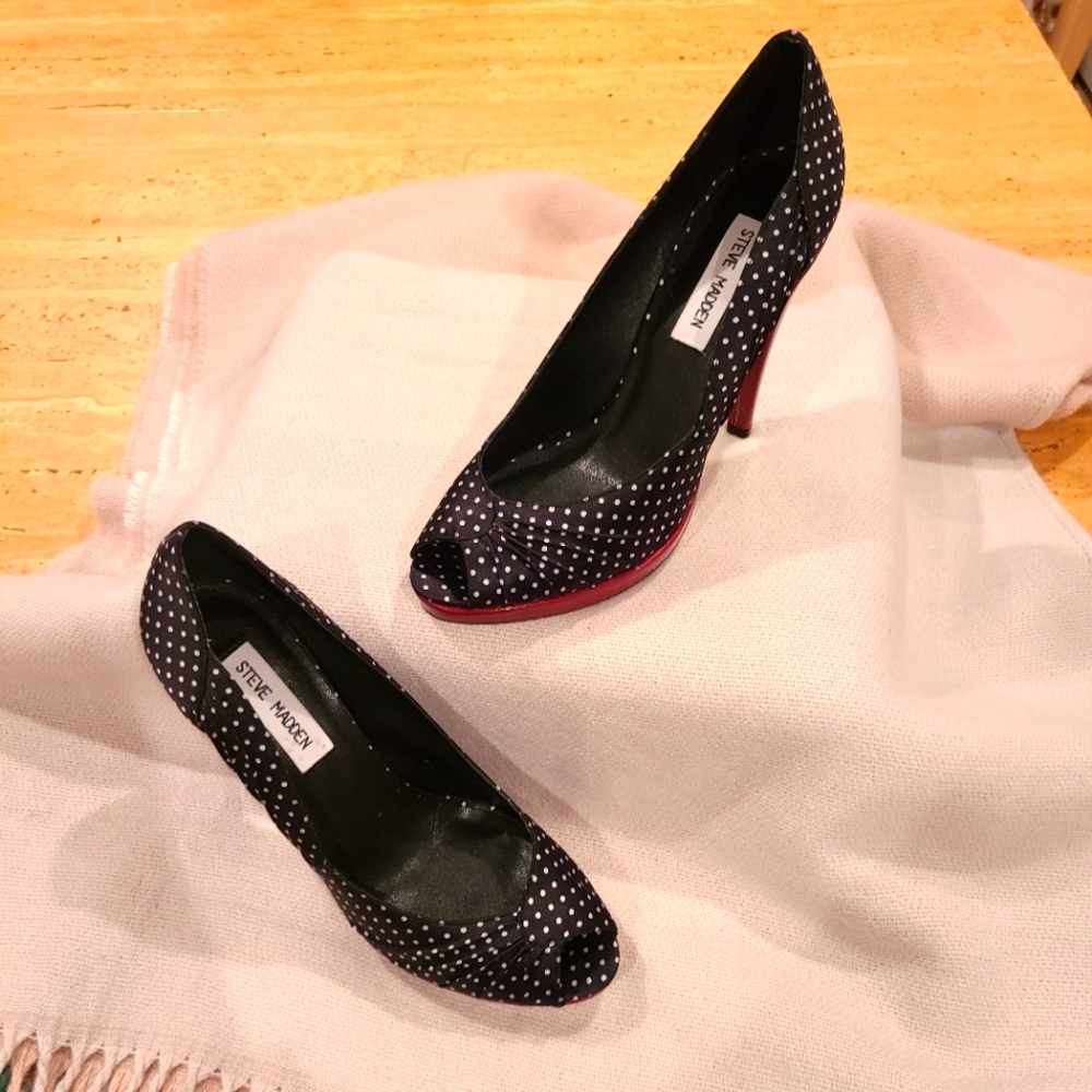Steve Madden Polka Dot Peep Toe Heels